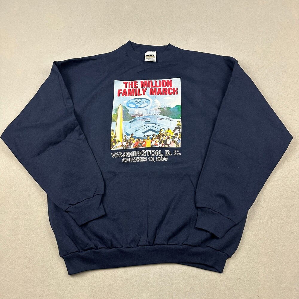 Vintage Tultex Sweatshirt Men Extra Large Blue Million Family March 2000 Crew XL
